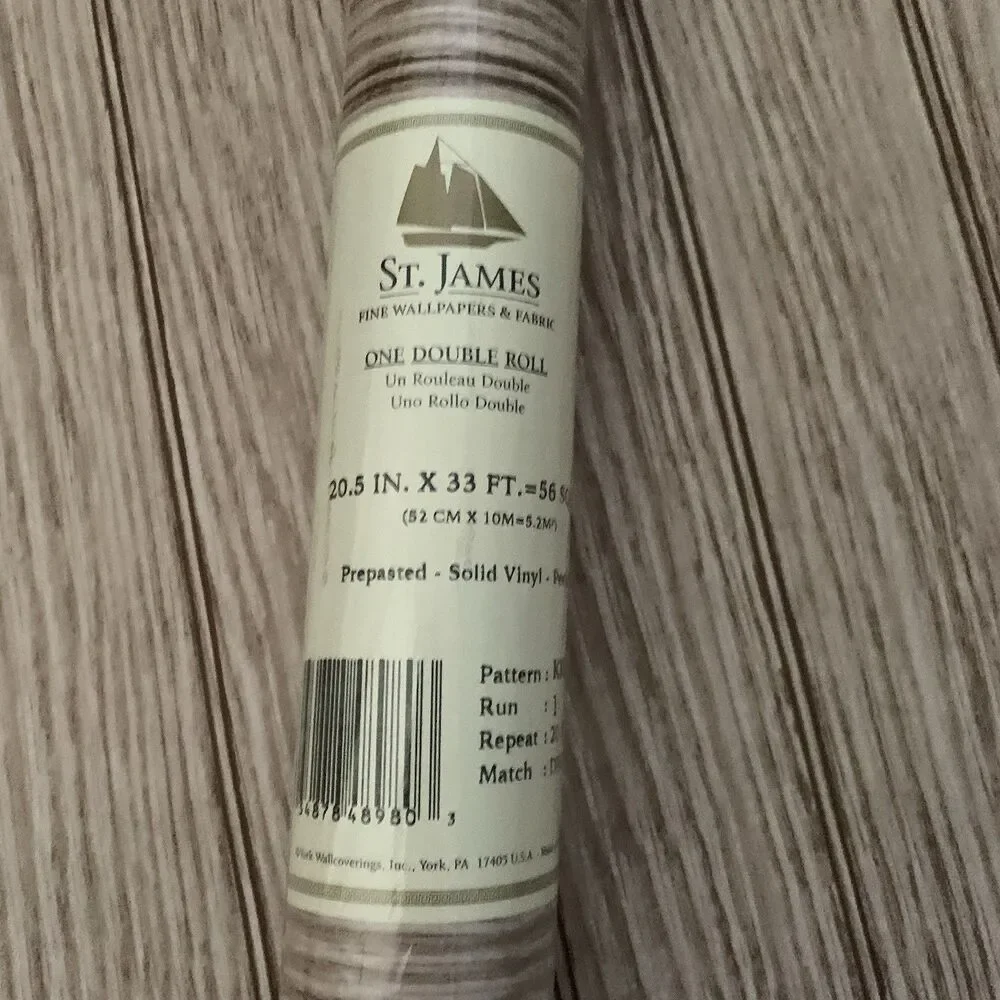 Bead Board Look Stripes Wallpaper St. James Prepasted Vinyl 56 Sq Ft